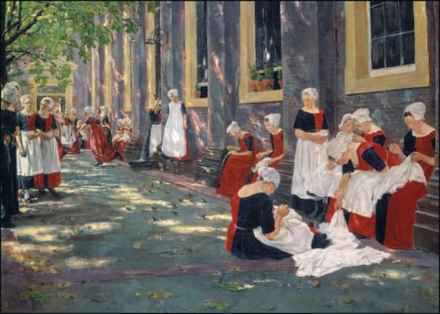 Rustpauze in het Amsterdamse Weeshuis, Max Liebermann, Kunstmuseum Den Haag