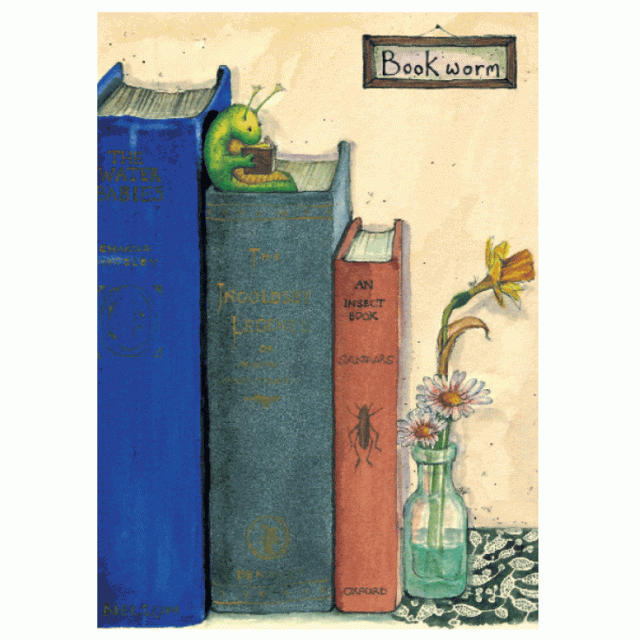 Book Worm Card by Fran Evans